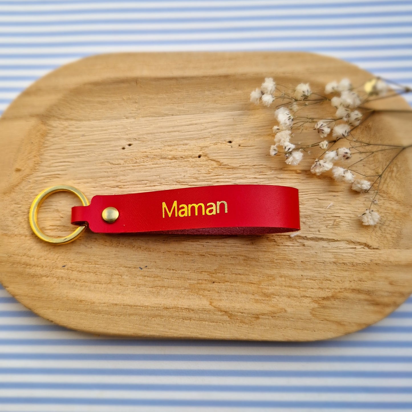 Porte-clefs en cuir Maman