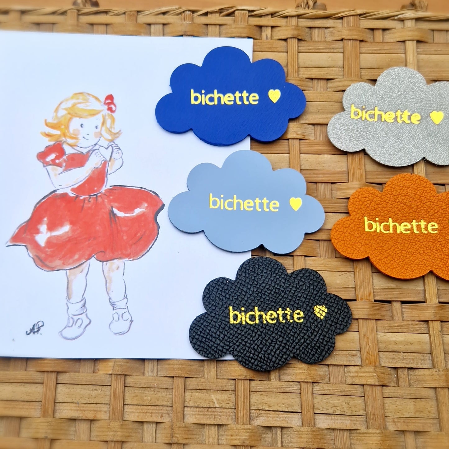 Broche nuage cuir Bichette