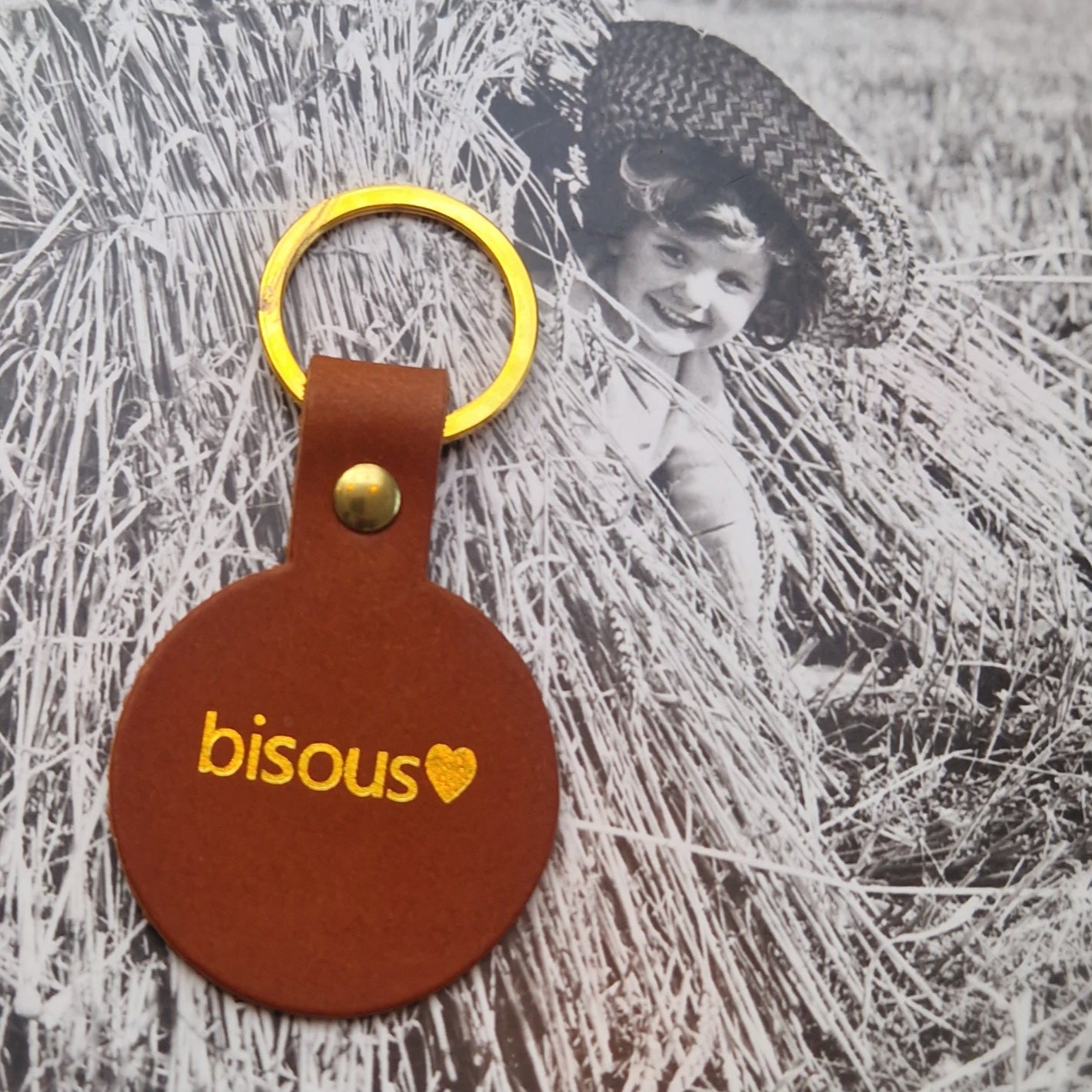 Porte clés rond Bisous