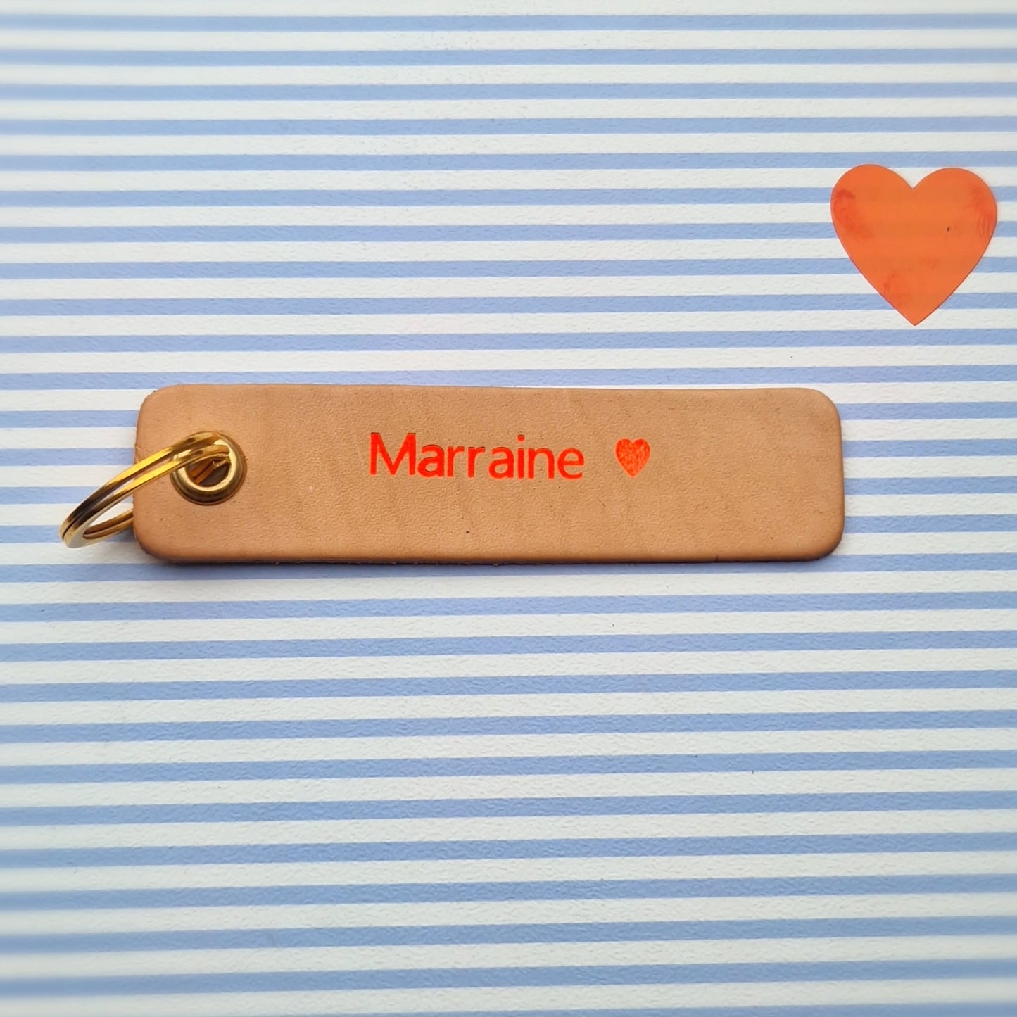 Porte clés cuir  Marraine