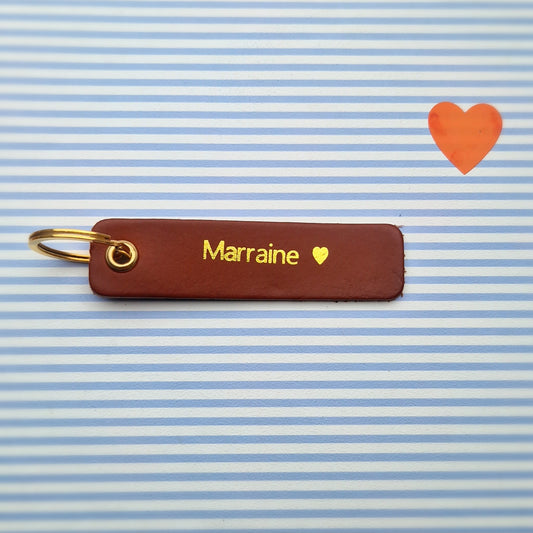 Porte clés cuir  Marraine