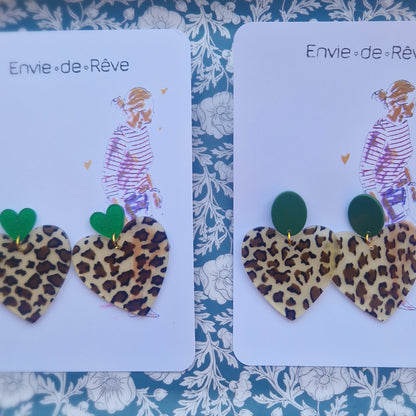 Boucles  coeur léopard Sophie