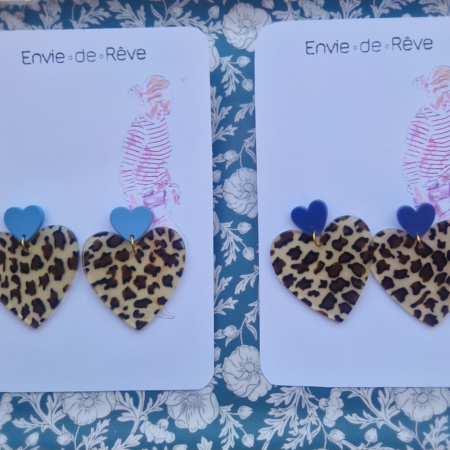 Boucles  coeur léopard Sophie