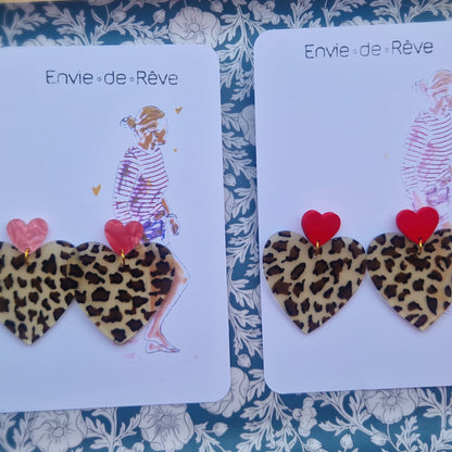 Boucles  coeur léopard Sophie