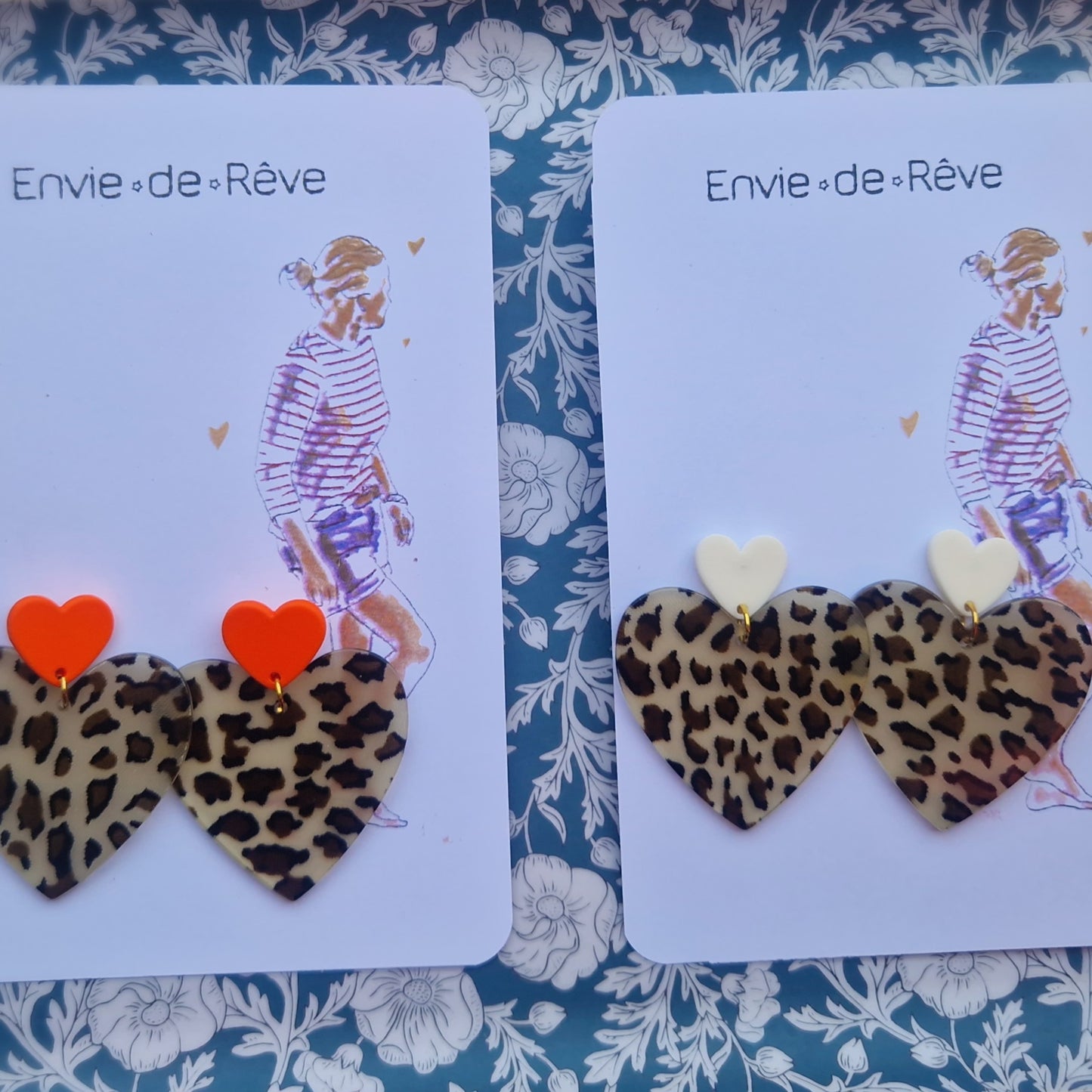 Boucles  coeur léopard Sophie