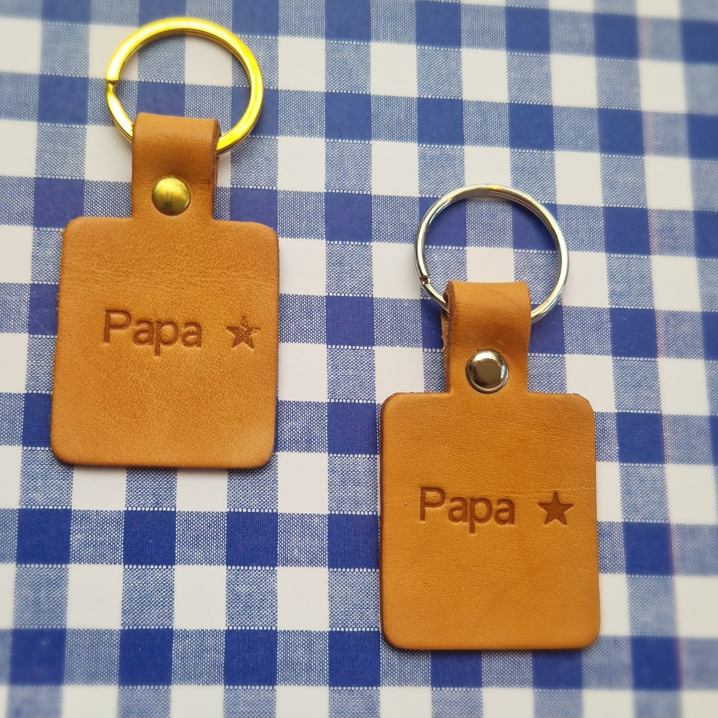 Porte clés Papa cuir naturel
